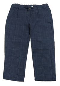 Tmavomodro-černé kostkované slavnostní chino kalhoty H&M