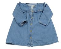 Modré riflové propínací šaty s volánky F&F