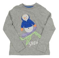 Šedé melírované triko se sněhulákem M&S