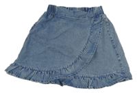 Modrá riflová sukně s volánem Shein