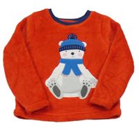 Červená chlupatá mikina s medvědem George