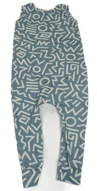 Modrošedé vzorované lehké laclové tepláky