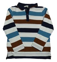 Bílo-hnědo-modré pruhované polo triko C&A