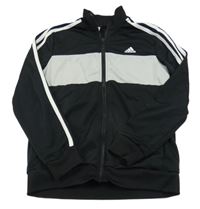 Černo-šedá sportovní propínací mikina s logem Adidas