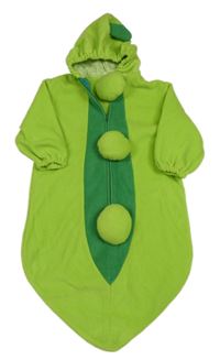 Limetkový fleecový spací pytel s bambulemi a kapucí