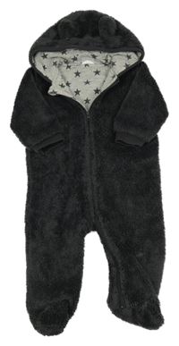 Antracitová chlupatá podšitá kombinéza s kapucí F&F