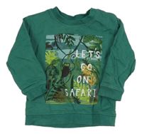 Zelená mikina s listy a opicí Next