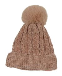 Starorůžová žinylková čepice s bambulí George