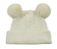 Smetanová pletená čepice s bambulemi F&F