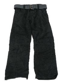 Černé žebrované kalhoty s páskem Rebel