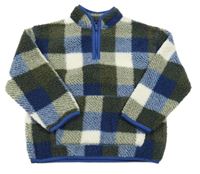 Nové - Khaki-safírovo-bílá huňatá podšitá mikina Dunnes