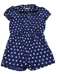 Tmavomodrý kraťasový overal se srdíčky Next
