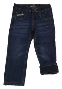 Tmavomodré zateplené rifle