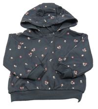 Antracitová květovaná mikina s kapucí M&S