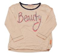 Růžové triko s nápisem s flitry