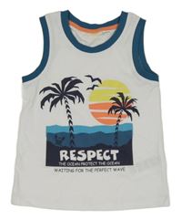 Bílé tílko s palmami a sluncem Kids