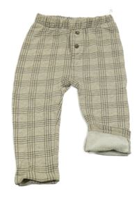 Béžovo-černé kostkované tepláky s knoflíky C&A