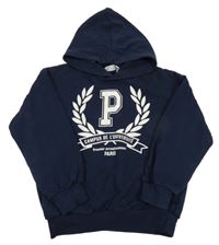 Tmavomodrá mikina s písmenem a kapucí H&M