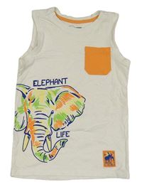 Smetanové tílko se slonem a kapsou Little Kids