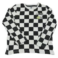 Bílo-černé kostkované triko s nápisem se smajlíkem F&F