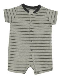 Šedo-černý pruhovaný bavlněný kraťasový overal H&M