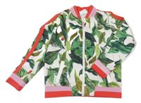 Béžovo-zelená propínací mikina s listy H&M