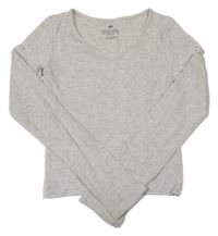 Světlešedé melírované žebrované crop triko H&M