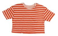 Červeno-růžové pruhované crop tričko zn. Primark