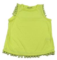 Neonově žlutý top s bambulkami Matalan