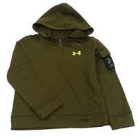 Khaki sportovní funkční mikina s logem a kapucí Under Armour