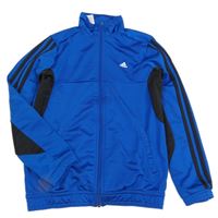 Modro-černá sportovní funkční propínací mikina s logem Adidas