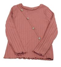 Starorůžové žebrované triko s gombíky Matalan