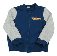 Petrolejovo-šedá propínací mikina s HotWheels 
