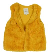 Pomerančová kožešinová podšitá vesta 