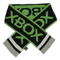 Černo-zelená pletená šála s X-box 
