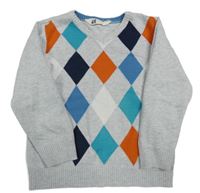 Šedý lehký károvaný svetr H&M