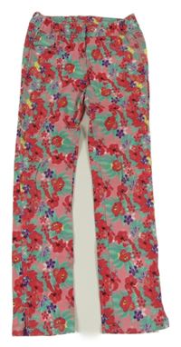 Růžovo-zelené květované skinny rifle Kiki&Koko