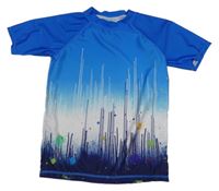 Modro-bílé vzorované UV tričko 