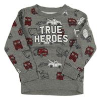 Šedá mikina s bagry a nápisem C&A