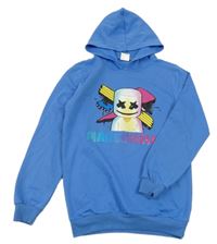 Modrá mikina s potiskem a kapucí 