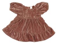 Starorůžové sametové šaty s volánky H&M