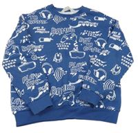 Tmavomodrá mikina s nápisy H&M