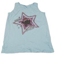 Světlemodrý top s hvězdou z flitrů C&A