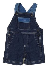 Tmavomodré laclové riflové kraťasy s kapsou a logem Calvin Klein