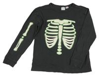 Tmavošedé triko s kostrou Zara