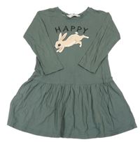 Tmavozelené šaty s králíkem H&M