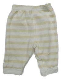 Bílo-béžové pruhované sametové tepláky H&M