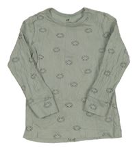 Zelené žebrované pyžamové triko s žabáky H&M