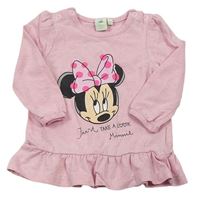Růžové melírované triko s Minnie Disney