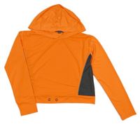 Neonově oranžovo-šedá crop sportovní mikina s kapucí 